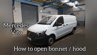 Mercedes Vito How to open the bonnet  hood for engine compartment [upl. by Redwine]