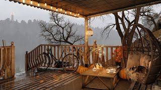 Cozy Porch in Late Autumn Ambience with 8 hours Relaxing Rain Sounds for Sleeping or Studying [upl. by Frechette]