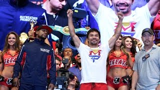 MayweatherPacquiao Weigh Ins  May 1 2015 [upl. by Annasus]