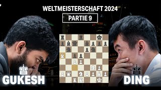 Gukesh vs Ding Partie 9 der SchachWM 2024 [upl. by Anabella]