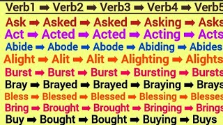 20 COMMON VERBS in English  V1 V2 V3 V4 V5 Verbs List  Verbs in English GrammarV1 V2V3V4V5 l [upl. by Gerik]