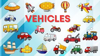 Vehicle Names  Types of Vehicles in English Vehicles Vocabulary Words Mode of Transport vehicles [upl. by Kurtz]