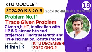 Problem No 11  Horizontal Trace Given  KTU Engineering Graphics 20242019 amp 2015 Scheme [upl. by Willet525]