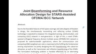 Joint Beamforming and Resource Allocation Design for STARS Assisted OFDMA ISCC Network [upl. by Airakaz]