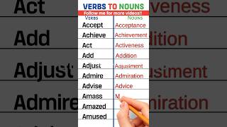 Verb to noun transformation english esl shorts [upl. by Stevena484]