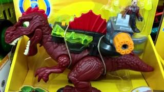 imaginext dinosaurs Get Out Of the Way Imaginext Motorized TRex and Motorized Spinosaurus [upl. by Clarisse]