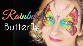 Rainbow Butterfly Face Painting Makeup Tutorial [upl. by Lerrud]