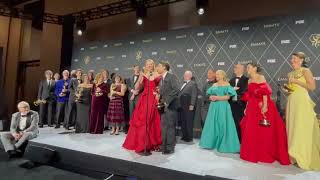 Watch quotSuccessionquot stars on Golden Globes 2024 wins [upl. by Havens366]