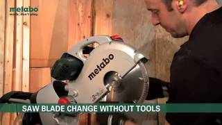 Metabo  KGS Plus saw blade change english [upl. by Nodroj184]