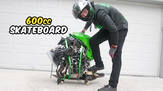 Mounted A Motorcycle Engine To My Skateboard  2024 Zx6r Stunt Build [upl. by Eggleston]