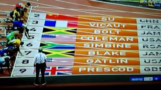 Final 100 metros llanos Londres 2017 Bolt [upl. by Lewiss772]