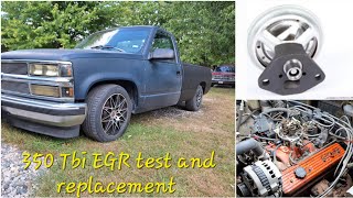 How to test and replace EGR Valve on 1992 Chevy 350 TBI 8795 Negative Back Pressure EGR  GMC OBS [upl. by Imyaj289]