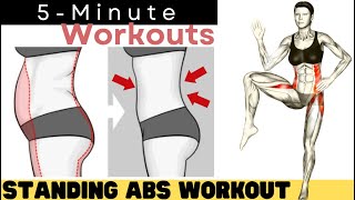 SMALL WAIST amp FLAT STOMACH  5 MINUTES STANDING ABS Workout [upl. by Aicnelav]