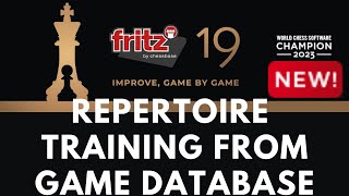 Part 12 Fritz 19 unique feature  How to repertoire train with games database [upl. by Aneehsor]