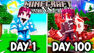 I Survived 100 DAYS as a DEMON in Demon Slayer Minecraft [upl. by Lamraj]