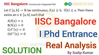 IISC Bangalore Mathematics I PhD Entrance Exam Question  Real Analysis Solution  By Sudip Kumar [upl. by Sochor]