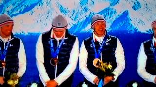 Herrarnas Stafettguld på skidor i SochiOS 2014 prisutdelning [upl. by Ailido]