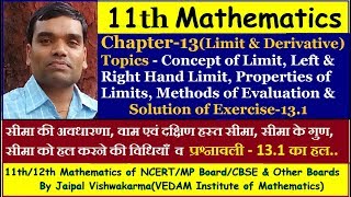 11th NCERT Maths Chapter 13 Limit amp Derivative Solution of Exercise  131 [upl. by Murielle]