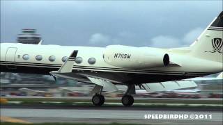 Steve Wynns Private Gulfstream Aerospace GIVX G450 N711SW Landing [upl. by Aselehc]