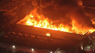 Crews battle massive commercial building fire in Chatsworth  ABC7 [upl. by Helprin]