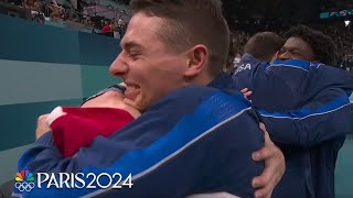 Team USA Japan celebrate their medals in men’s team gymnastics competition  Paris Olympics [upl. by Ramej551]