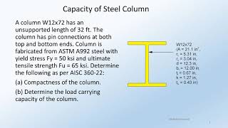 STDN101104106 Determine the compression capacity of a steel column as per AISC 36022 [upl. by Andris]