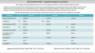 Angebotsvergleich quantitativ inklusive Zinsen Kredit Materialwirtschaft BWR FOS BOS Bayern [upl. by Enelaehs]