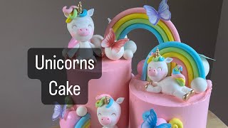 Decorate With Me this Unicorns and Rainbows Cake cakedecorating unicorn rainbow [upl. by Dagley]