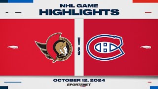 NHL Highlights  Senators vs Canadiens  October 12 2024 [upl. by Akerue]