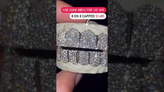 8 on 8 Capped VVS Moissanite Grillz  MOISSANITEBAZAARCOM [upl. by Bible]