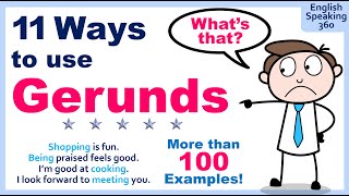 GERUNDS 11 Different uses of the Gerund in English EASY GUIDE to improve your GRAMMAR [upl. by Jana]