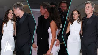 Brad Pitt amp Girlfriend Ines De Ramon Look In Love On First Red Carpet At Venice Film Festival [upl. by Autry819]