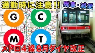 【東京メトロ】8月27日ダイヤ改正！通勤時には注意が必要！？ [upl. by Ludewig141]