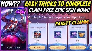 CLAIM NOW EASY TRICK TO GET BANE EPIC SKIN IN FRIENDS CALLBACK EVENT TUTORIAL  MLBB [upl. by Anividul]