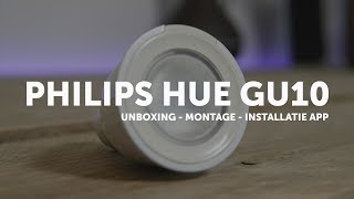 Philips Hue GU10 white and color ambiance  unboxing  montage amp installatie [upl. by Ilyssa]