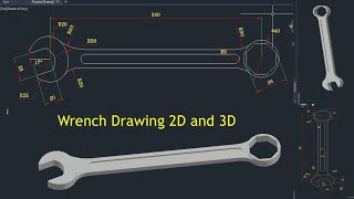 Wrench Spanner drawing in autocad 2d and 3d [upl. by Jacobsen209]