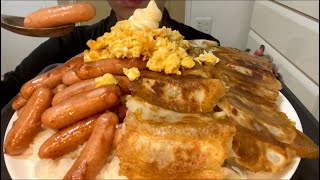 【ASMR，咀嚼音】Dumpling and Wiener Sausage Rice Bowl！ウィンナーと餃子丼！ [upl. by Adnaerb751]