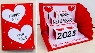 DIY New year Special greeting card 2025  Happy New year popup card making [upl. by Anawqahs]