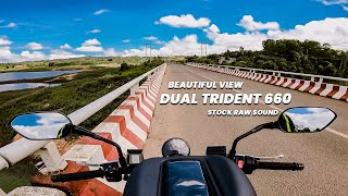 DUAL TRIDENT 660  MOUTAIN  TRIUMPH TRIDENT 660 STOCK RAW SOUND WITHOUT DB KILLER  QUICKSHIFTER [upl. by Rovelli672]