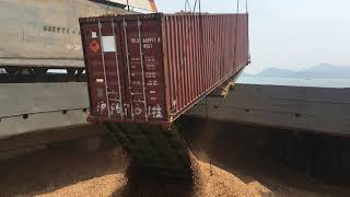 Woodchips Vessel  Loading by Open TopOpen Floor OTOF Cont [upl. by Eleda]