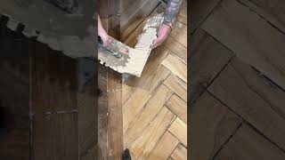 How To Fit Herringbone Bathroom Floor Tile [upl. by Ahtekal511]