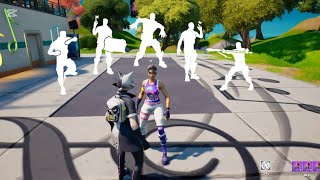 Emote Battling in Fortnite Party Royale using EXCLUSIVE and FREE Emotes 🕺 [upl. by Bromleigh]