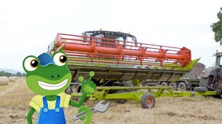 Combine Harvester  More  Geckos Real Vehicles  Educational Videos For Toddlers [upl. by Meletius943]