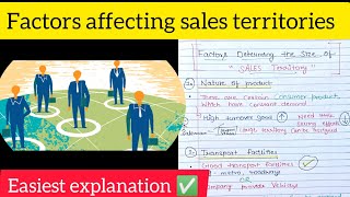 factors affecting sales territories  factor determining the size of sales territories bba bcom [upl. by Matheson]