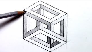 Howtodraw an Optical Illusion  Escher Cube [upl. by Marysa709]