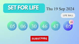 Set Forlife Draw Results on Thu 19 Sep 2024 The National Lottery UK [upl. by Cordie]