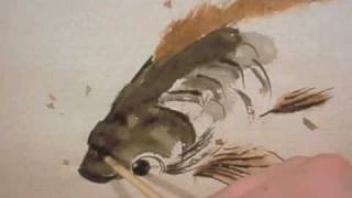 Traditional Chinese Painting Raggedy Fish quotLittle Brown Troutquot Wide Format [upl. by Onaled]