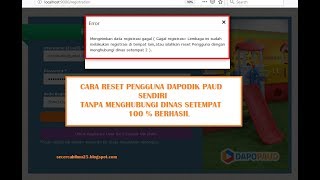 Cara Reset Pengguna Dapodik Sendiri tanpa Menghubungi Dinas Setempat [upl. by Adnarrim]