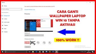 CARA MENGGANTI WALLPAPER LAPTOP WIN 10 TANPA AKTIVASI  100 Work [upl. by Hakceber]