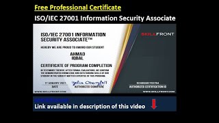 Free ISO IEC 27001 Information Security Associate  Free ISO Certification [upl. by Wendolyn690]